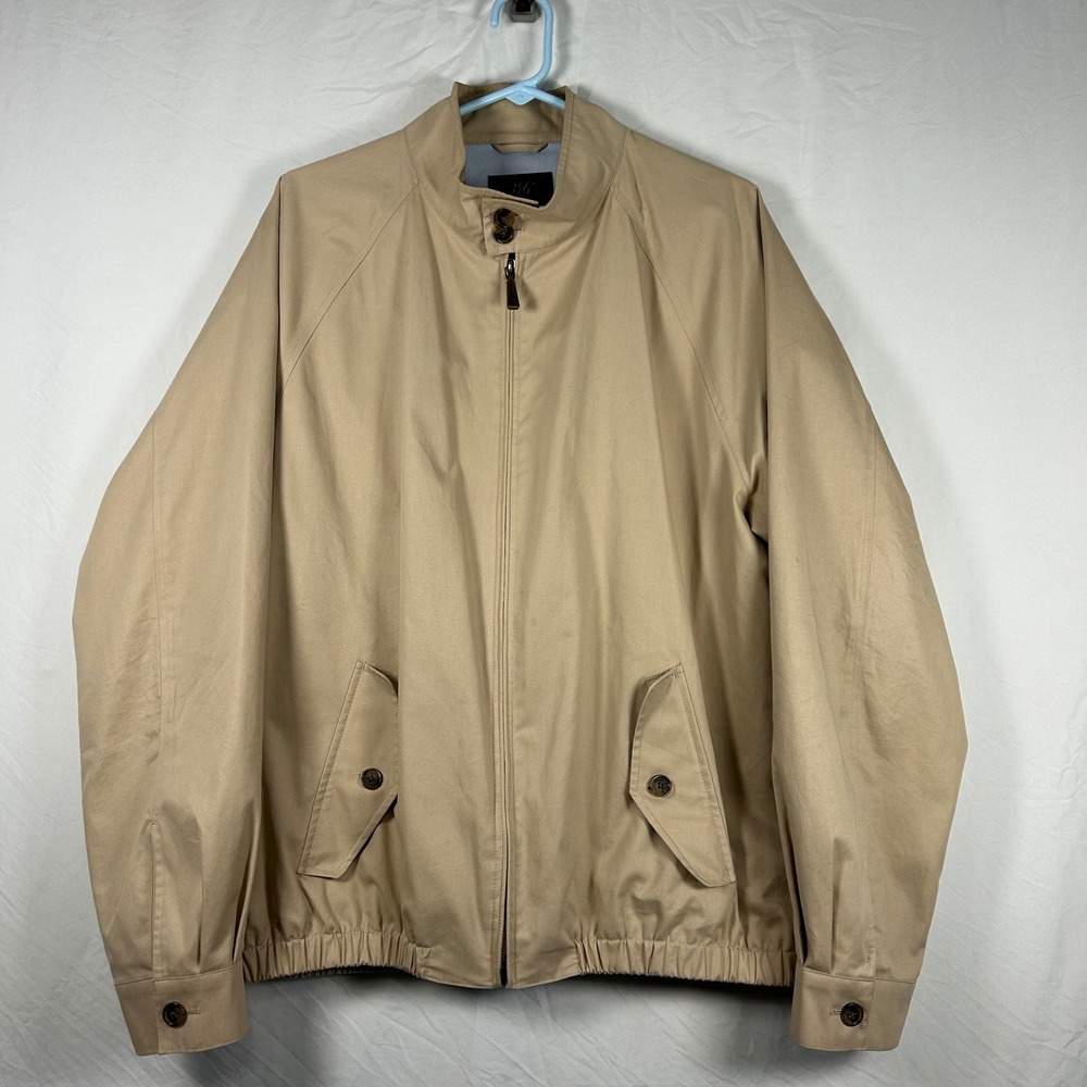 Brooks Brothers Harrington Jacket Mens XL Tan Y2K Cotton Mock Neck Bomber
